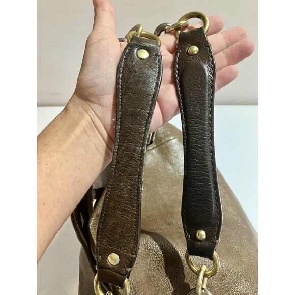 Coach Kristin XL Brown Leather Gold Link Chain Tote Bag Vintage Y2K - Picture 10 of 14